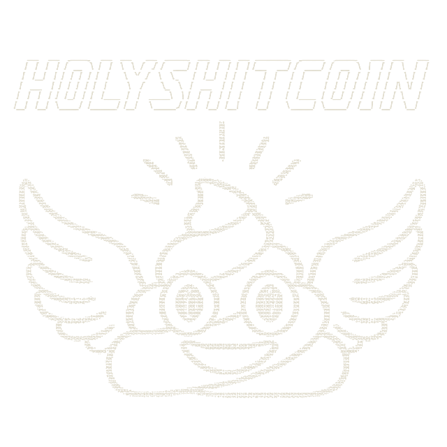 HOLYSHITCOIN — a winged holy turd, drawn in ASCII